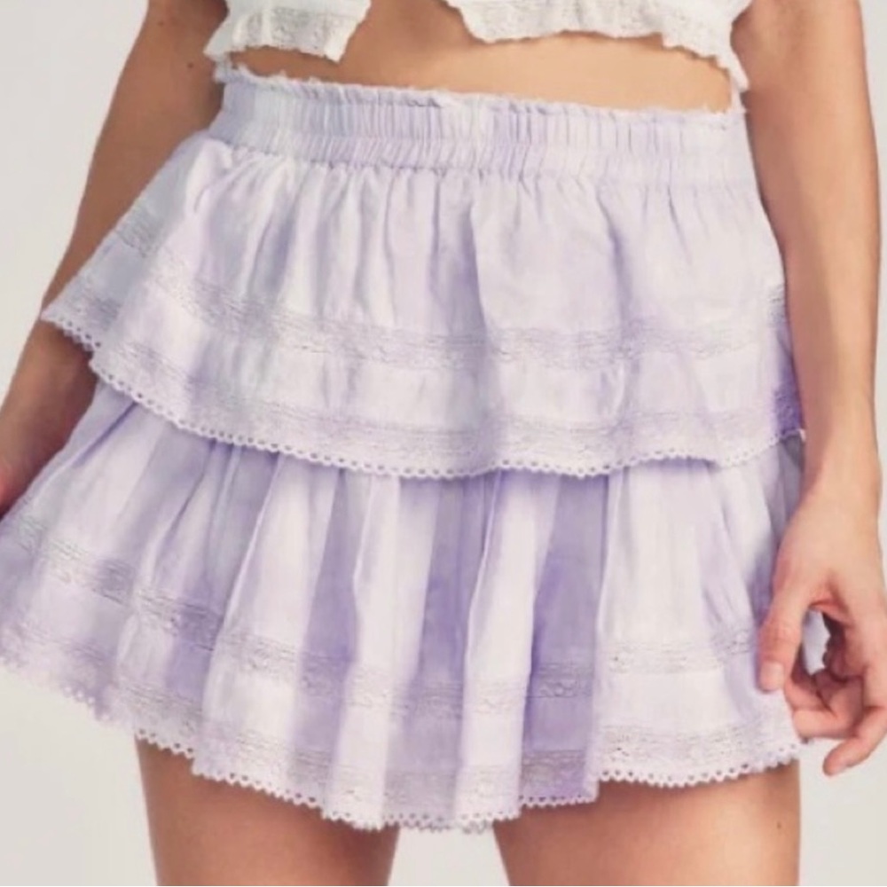 LoveShackFancy Ruffle Mini Skirt Wisteria